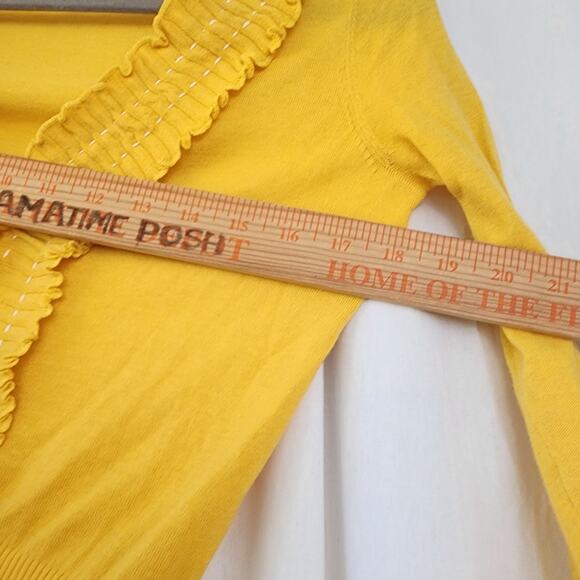 Anthropologie SPARROW Cardigan Sweater Marigold Yellow Ruffle Size XS Romantic - Picture 10 of 10